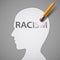 Eraser erases the word racism in the head