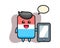 Eraser illustration cartoon holding a smartphone