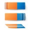 Eraser Isolated Vector. Classic Blue Orange Rubber Sign. Realistic Illustration