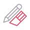 Eraser pencil vector color line icon