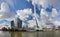 Erasmus bridge and Rotterdam cityscape - Netherlands