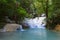 Erawan Waterfall idyllic with emerald watrer