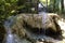 Erawan Waterfall and stone cliff with natura