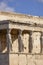 Erechtheion, Temple of Athena Polias on Acropolis of Athens, Greece. View of The Porch of the Maidens with statues of caryatids