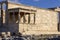 Erechtheion, Temple of Athena Polias on Acropolis of Athens, Greece. View of The Porch of the Maidens with statues of caryatids