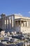 Erechtheion, Temple of Athena Polias on Acropolis of Athens, Greece. View of The Porch of the Maidens with statues of caryatids