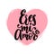 Eres Mi Amor, vector hand lettering. Translation from Spanish of phrase You Are My Love. Heart shape background.