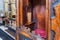 ERGAMO, ITALY - MAY 22, 2019: Place for priest in the old wooden confessional in the Catholic Church of Sant Agata nel Carmine in