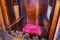 ERGAMO, ITALY - MAY 22, 2019: Place for priest in the old wooden confessional in the Catholic Church of Sant Agata nel Carmine in