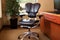 ergonomic chair with leather seat, metal legs