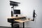 ergonomic desk with adjustable height, keyboard and monitor