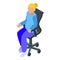 Ergonomic office chair icon, isometric style