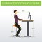 Ergonomic. Saddle sitting chair and Height adjustable table