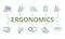 Ergonomics set icon. Editable icons ergonomics theme such as human genome, biochemistry, laboratory and more.