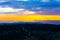 Erial view of mountain with road. Twilight above the hills with roads on the top.