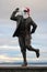 Eric Morecambe statue with Christmas decorations