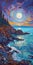 Erin Hanson\\\'s Glacier Painting Of Starry Night Over Sea Shore Plains