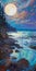 Erin Hanson\\\'s Glacier Painting Of Starry Night Over Sea Shore Plains