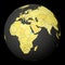 Eritrea on dark globe with yellow world map.