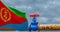 Eritrea gas, valve on the main gas pipeline Eritrea, Pipeline with flag Eritrea, Pipes of gas from Eritrea, 3D work and 3D image