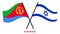 Eritrea and Israel Flags Crossed And Waving Flat Style. Official Proportion. Correct Colors