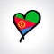 Eritrean flag heart-shaped hand drawn logo. Vector illustration.