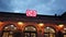 ERLANGEN, DEUTSCHLAND - AUGUST,2020: DB Deutsche Bahn train station.The German railway company logo with people with