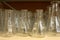 Erlenmeyer flask glass cylinders in a science lab