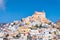 Ermoupolis town, Greece. A town on the side of a mountain. Houses and streets in Greek architecture. Photography for travel and ad