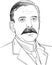 Ernest Rutherford cartoon portrait, vector