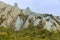 Eroded clay cliffs near Omarama in New Zealand.