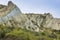 Eroded clay cliffs near Omarama in New Zealand.