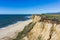 Eroded cliffs and sandy beach, Pacific Ocean, Half Moon Bay, California