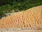 Erosion at ground and slopes is caused by rainfall. The soil structure is weak and there are landslide.