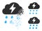 Erosion and Halftone Pixelated Thunderstorm Glyph
