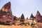 Erosion of many rocks in the desert. Touristic place Cappadocia, land of love