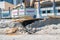 Erosion of the sand of the beach with destruction of a asphalt path in front of an Atlantic City Casino after a hurricane and