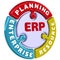 ERP. Enterprise resource planning. The check mark in the form of a puzzle