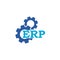 ERP icon, enterprise resource planning icon with gears isolated on white background