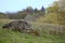 Erratic block near the town of Hohendorf in Mecklenburg-Vorpommern. The church of the town can be seen in the background