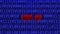 ERROR 404 - lettering in red shown as part of a abstract graphic binary code background built of blue digits