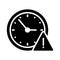 Error clock glyph flat vector icon