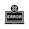 error on laptop display glyph icon vector illustration