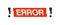 Error message red  icon with glitch effects. Failure system isolated logo badge on white background
