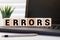 ERRORS word made with building blocks