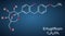Ertugliflozin molecule. It is a drug for the treatment of diabetes. Structural chemical formula on the dark blue background