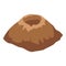 Erupted volcano icon, isometric style