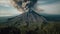 Erupting mountain releases smoke, steam and ash generated by AI