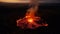 The erupting volcano spews glowing lava, smoke, and pyroclastic flow generated by AI