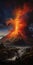 Eruption In A Landscape: A Realistic Depiction Of Volcano Painting